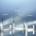 Jade Glass Premier Slanted Award W/ Silver Base (6"x7 1/2"x1")
